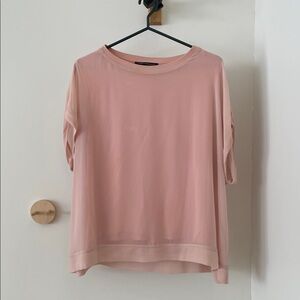 Zara Mesh Overlayed Pink Blouse